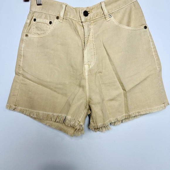 Free People X Sandrine Rose NWT Harem Mid Rise Raw Hem Shorts Sunflower Size 24 - Picture 4 of 11
